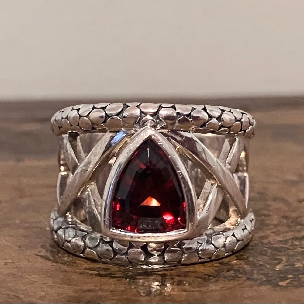 Michael Dawkins Sterling Silver Garnet Ring - Picture 7 of 8